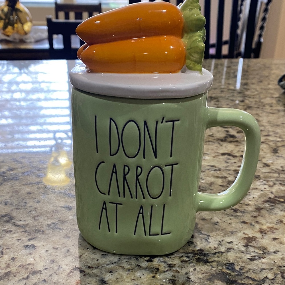 Rae Dunn Green Mug with Orange Carrot Lid